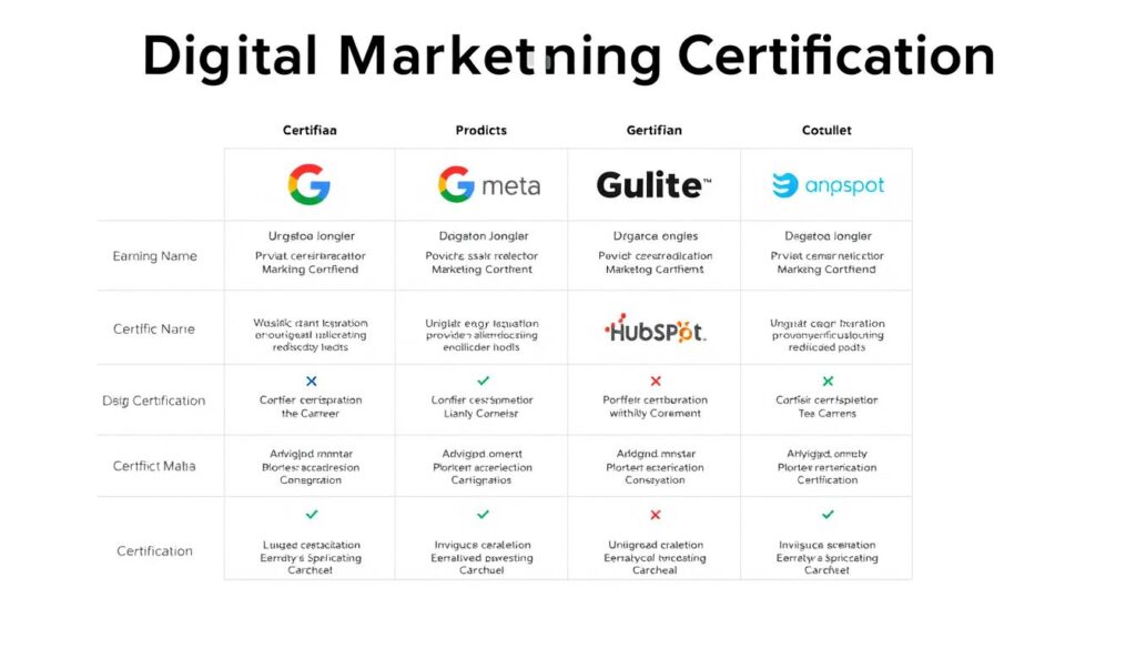 Digital Marketing Certifications comparison showing logos of top providers Digital Marketing Certifications comparison showing logos of top providers