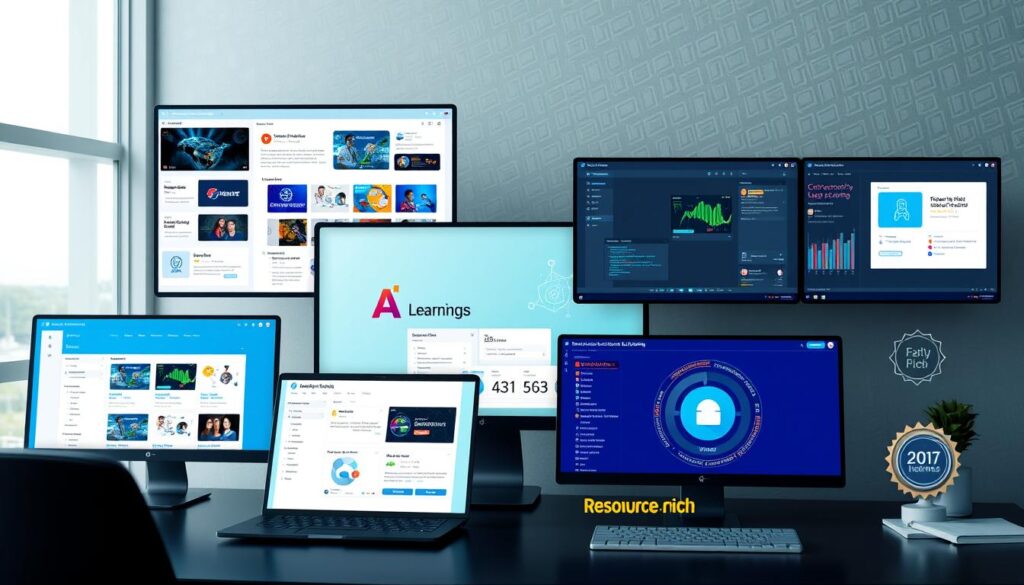 Learning resources for AI skill development showing online platforms and communities Learning resources for AI skill development showing online platforms and communities