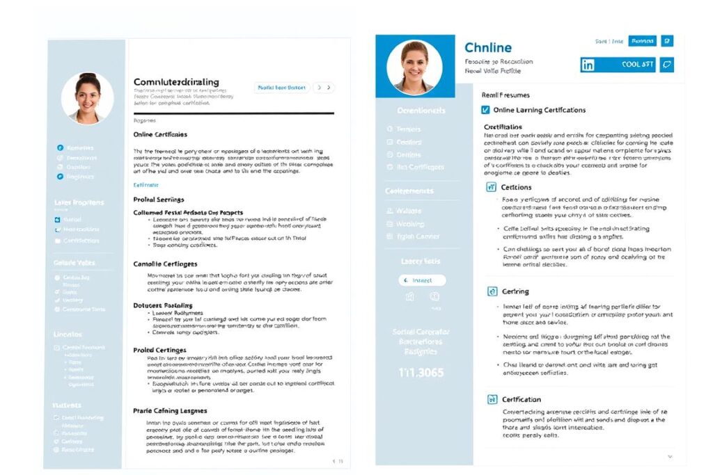 Resume and LinkedIn profile showcasing online certifications Resume and LinkedIn profile showcasing online certifications