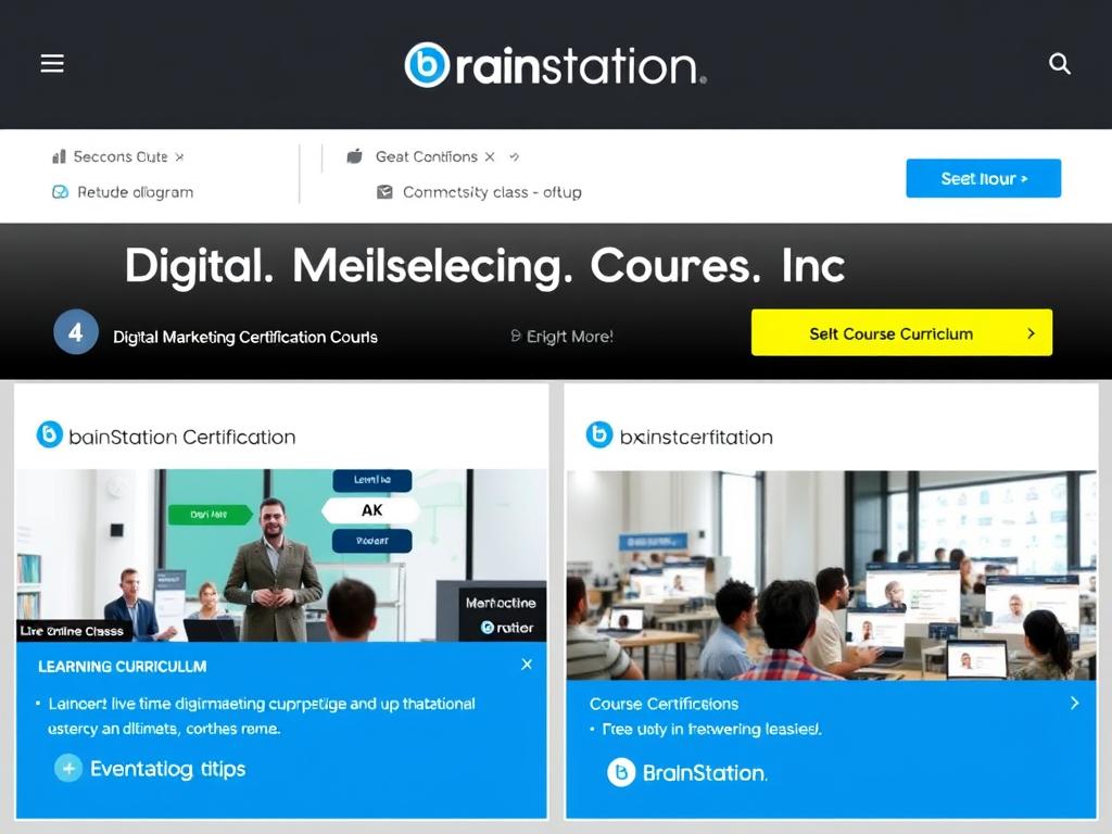 BrainStation Digital Marketing Certification showing live instruction options for Most Affordable Online Digital Marketing Certificates 2025