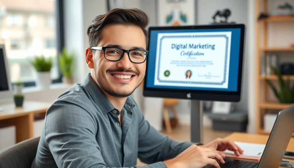 Digital marketing professional displaying certificate on laptop showing Most Affordable Online Digital Marketing Certificates 2025 Digital marketing professional displaying certificate on laptop showing Most Affordable Online Digital Marketing Certificates 2025