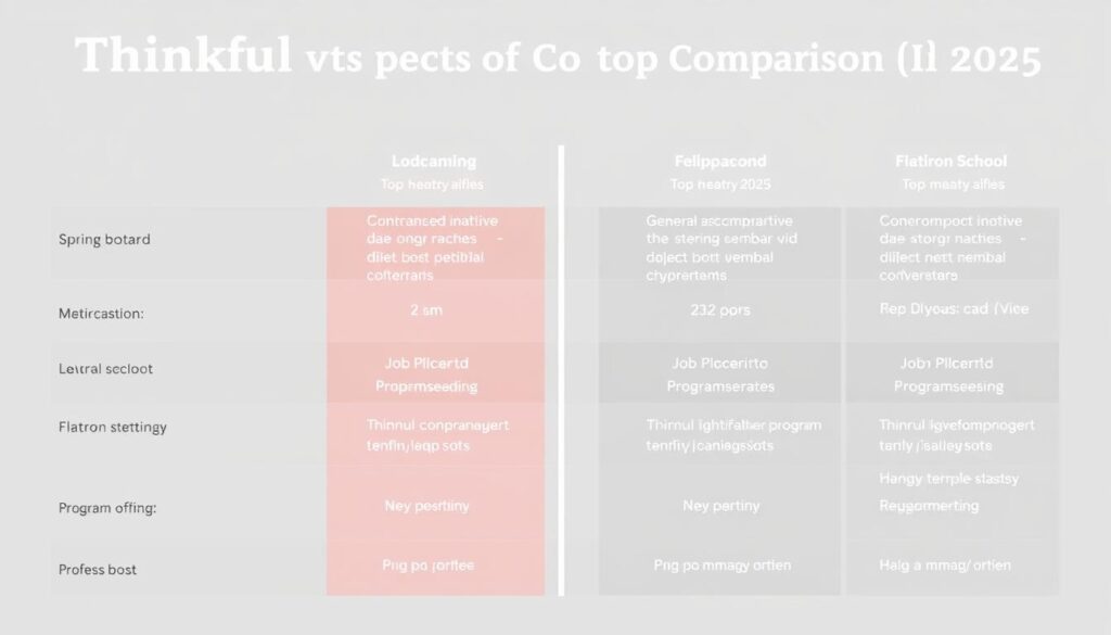 Is Thinkful worth it in 2025 - comparison chart of top bootcamps