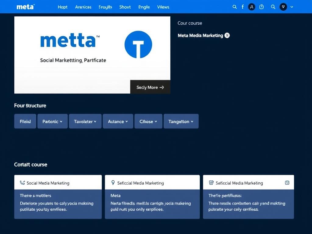 Meta Social Media Marketing Certificate interface showing Facebook and Instagram marketing modules for 2025 Meta Social Media Marketing Certificate interface showing Facebook and Instagram marketing modules for 2025