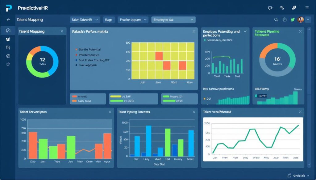 PredictiveHR talent analytics dashboard showing high-potential employee mapping PredictiveHR talent analytics dashboard showing high-potential employee mapping
