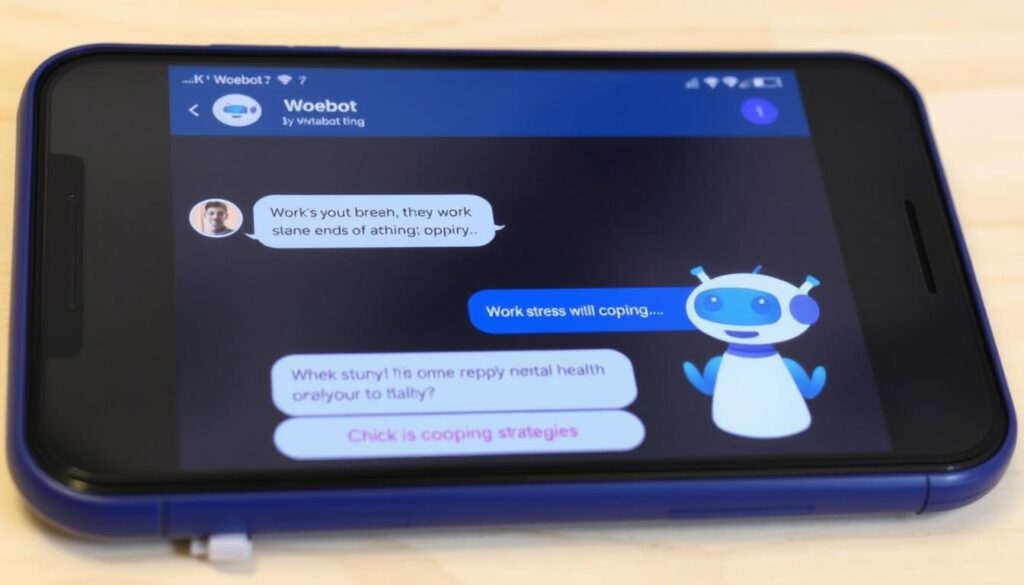 Woebot AI mental health chatbot interface for high-potential employees Woebot AI mental health chatbot interface for high-potential employees